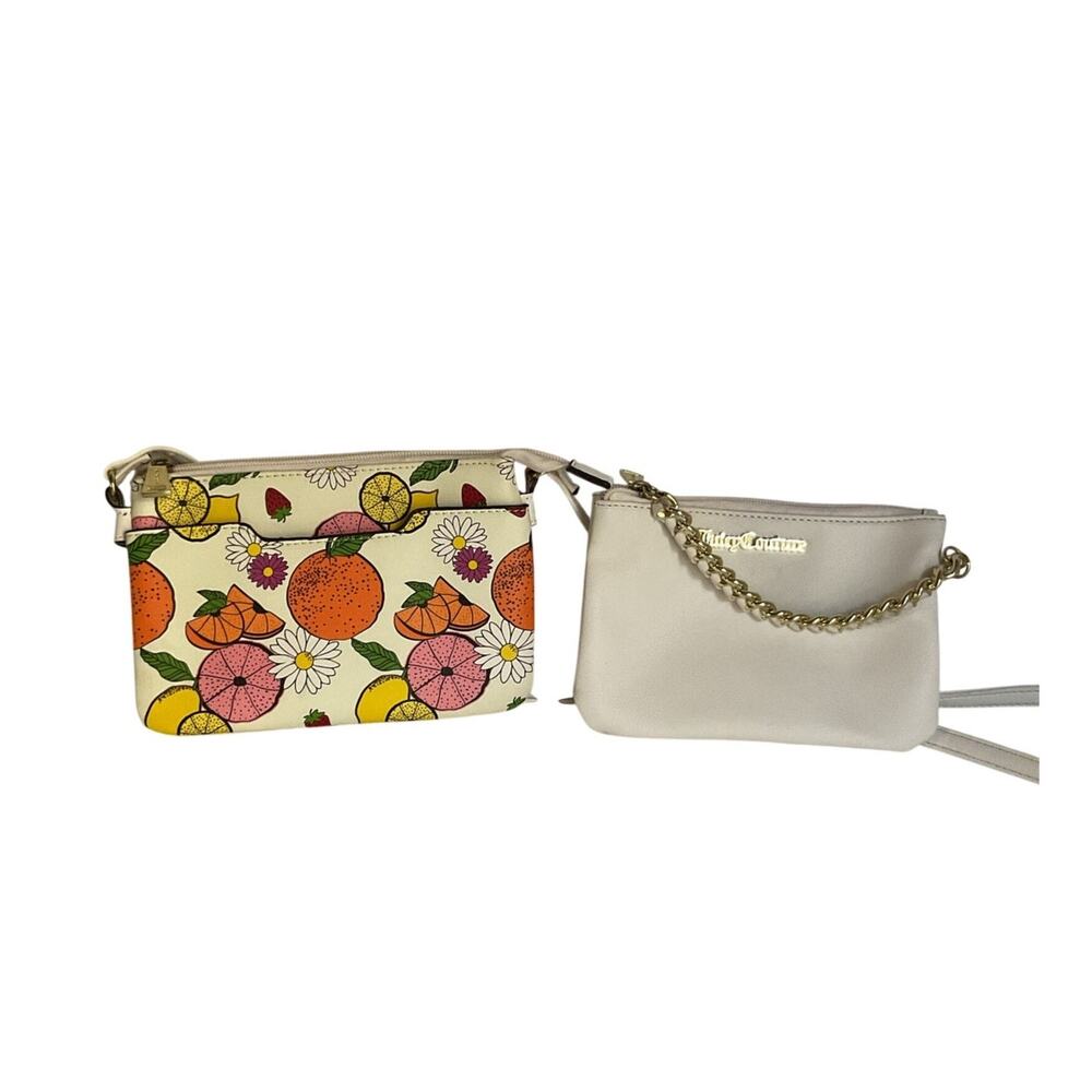 Juicy Couture Y2K Citrus Print Mini Crossbody Bag 2 Piece Set White Summer Purse